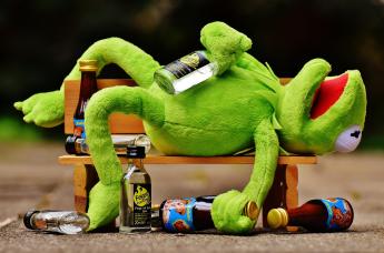 volný čas a alkohol plyšák s lahvemi